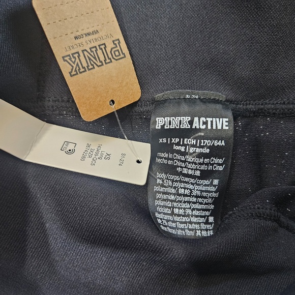 PINK Victorias Secret Active Leggings Womens XS Black Sparkle Gym Fitness Lounge - Picture 3 of 7